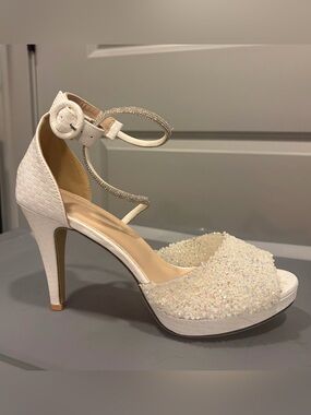 Women’s Crystal Embellished White High Heel Sandals